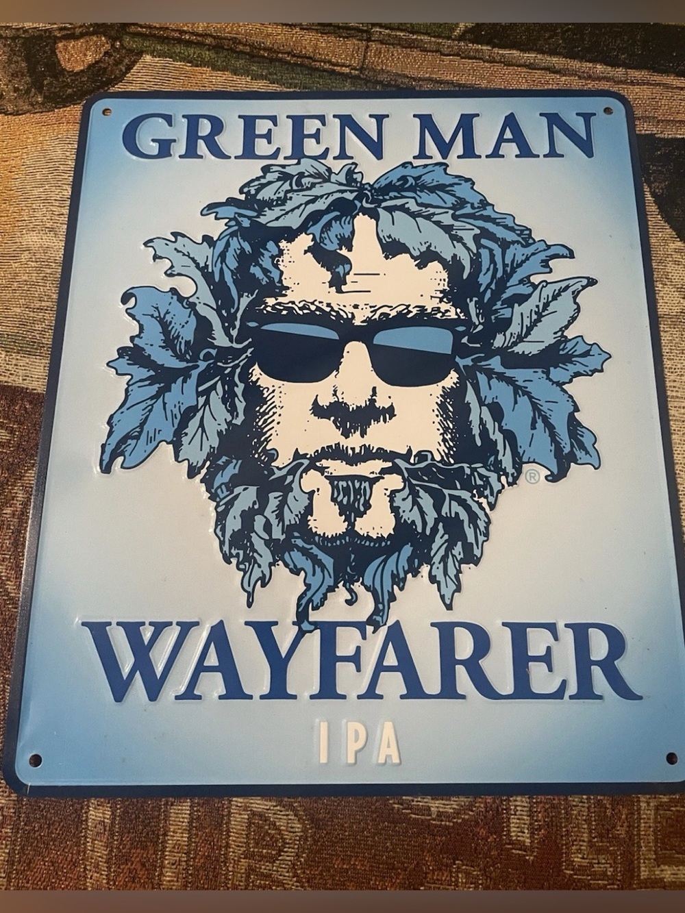 Green Man Wayfarer Craft Beer IPA Embossed Sign Asheville, NC Brewing